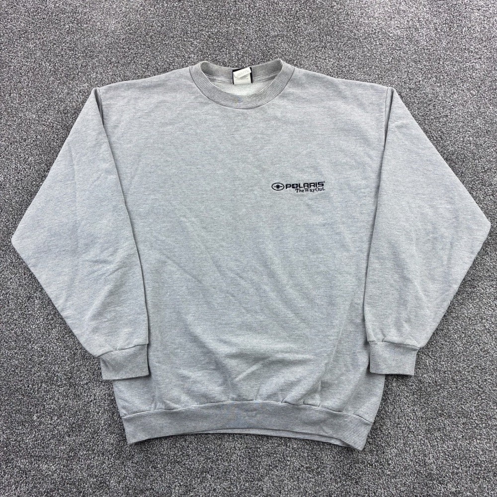 Vintage Polaris Sweatshirt Mens XL Gray Striped Pure Polaris The Way Out